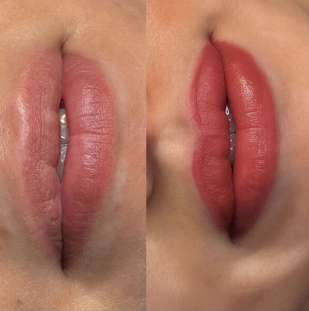 Lippen Permanent Make-up Vorher-Nachher-Ergebnis